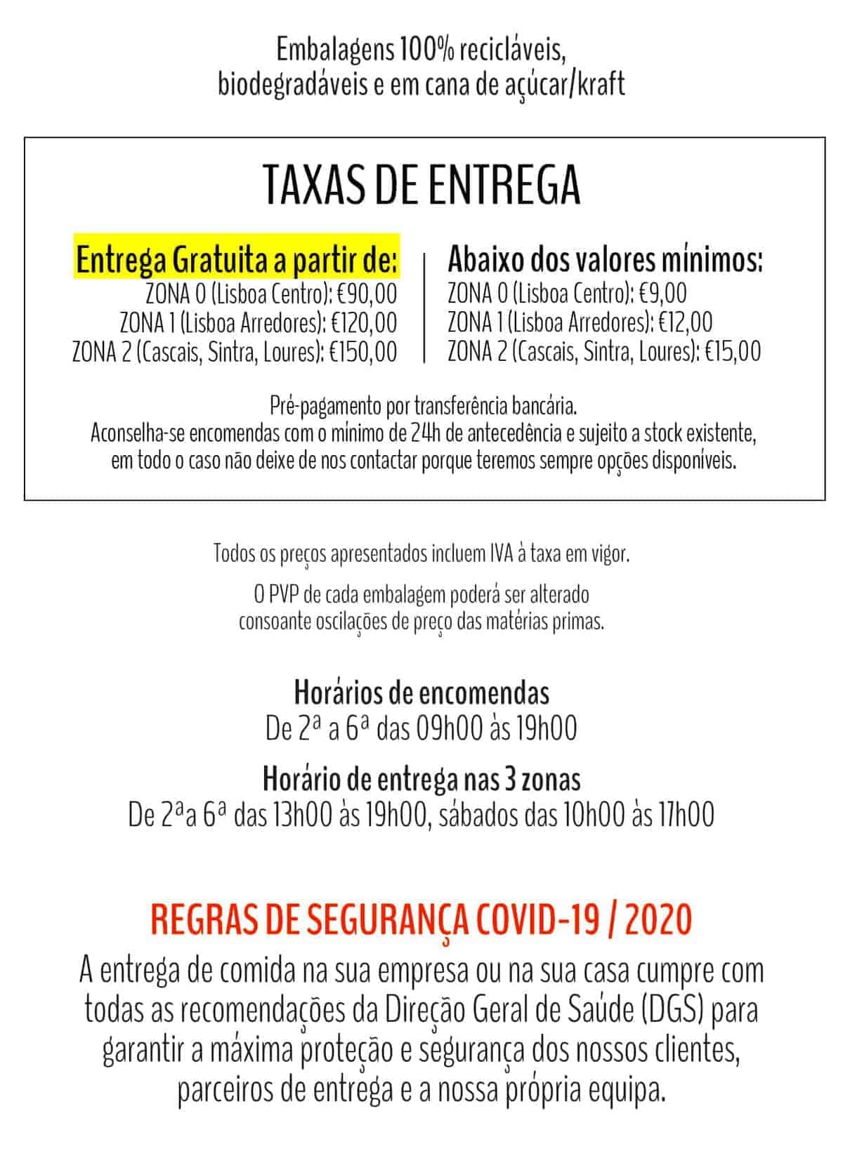 Entregas e Takeaway 48 Taxas de Entrega
